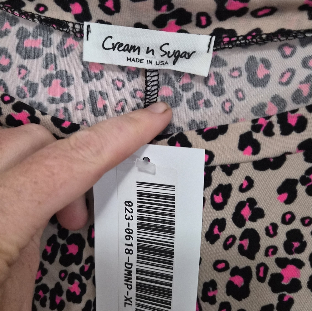 NWT Cream n Sugar Neon Pink Leopard Print Dress – With Pockets, Sz L - Picture 3 of 4
